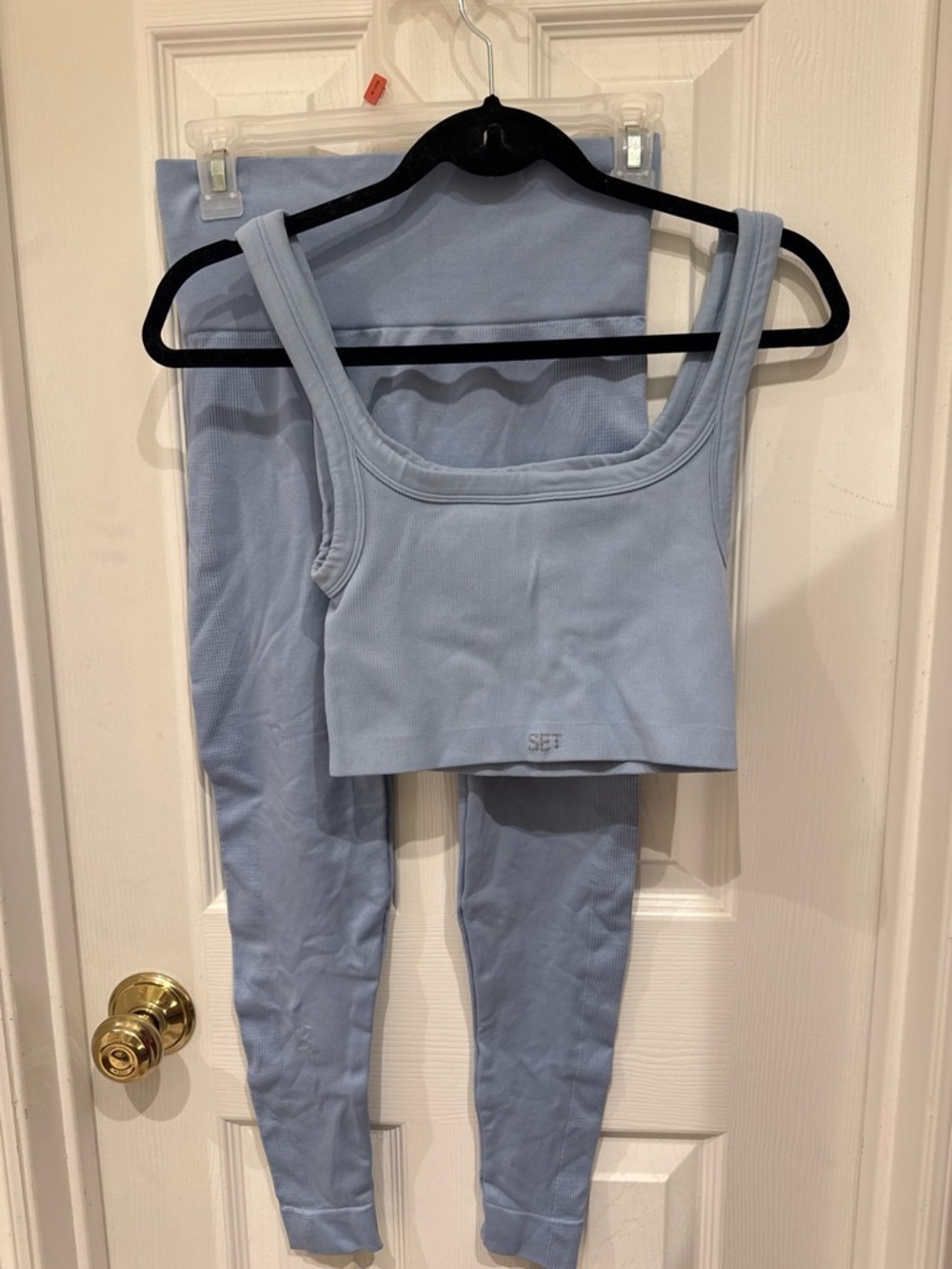SET Active Light Blue Ribbed Crop Tank & High-Rise Leggings